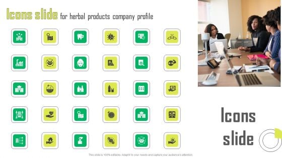 Icons Slide For Herbal Products Company Profile Brochure PDF