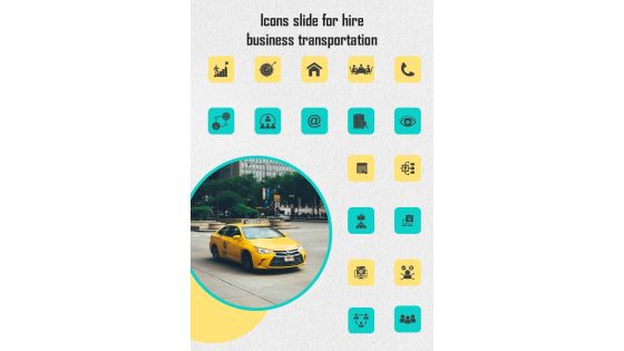 Icons Slide For Hire Business Transportation One Pager Sample Example Document