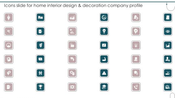 Icons Slide For Home Interior Design And Decoration Company Profile Brochure PDF