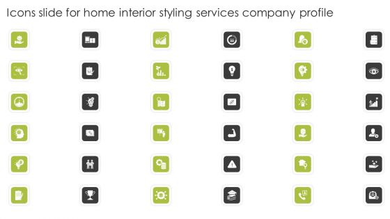 Icons Slide For Home Interior Styling Services Company Profile Introduction PDF