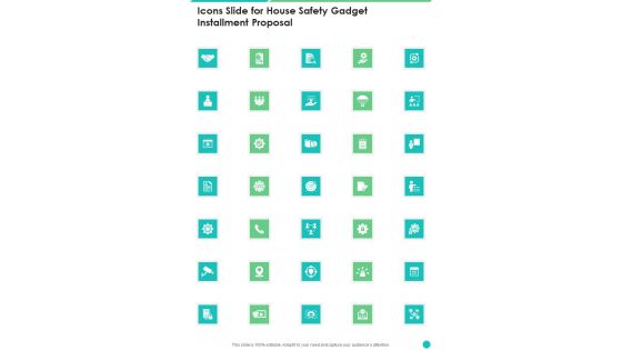 Icons Slide For House Safety Gadget Installment Proposal One Pager Sample Example Document