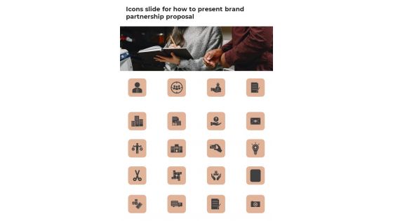 Icons Slide For How To Present Brand Partnership Proposal One Pager Sample Example Document Icons Slide For How To Present Brand Partnership Proposal One Pager Sample Example Document