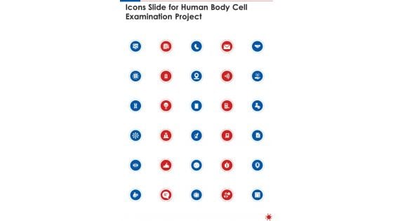 Icons Slide For Human Body Cell Examination Project One Pager Sample Example Document