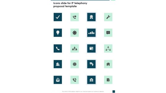 Icons Slide For IP Telephony Proposal Template One Pager Sample Example Document