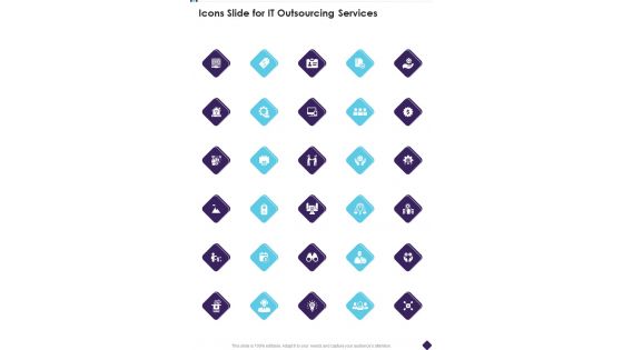 Icons Slide For IT Outsourcing Services One Pager Sample Example Document Icons Slide For IT Outsourcing Services One Pager Sample Example Document