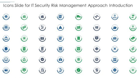 Icons Slide For IT Security Risk Management Approach Introduction Template PDF