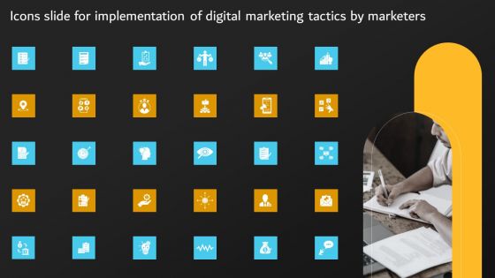 Icons Slide For Implementation Of Digital Marketing Tactics By Marketers Professional PDF