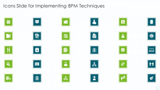 Icons Slide For Implementing BPM Techniques Diagrams PDF