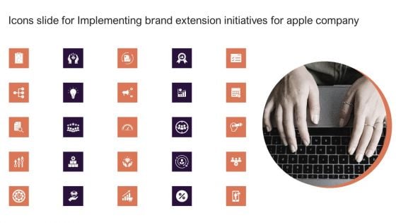 Icons Slide For Implementing Brand Extension Initiatives For Apple Company Rules PDF