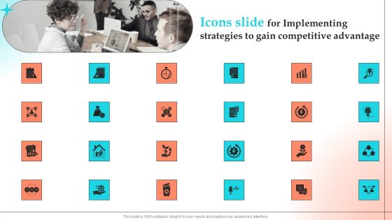 Icons Slide For Implementing Strategies To Gain Competitive Advantage Topics PDF