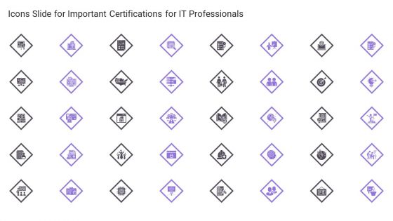 Icons Slide For Important Certifications For IT Professionals Professional PDF