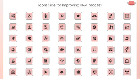 Icons Slide For Improving HRM Process Ppt PowerPoint Presentation File Slideshow PDF