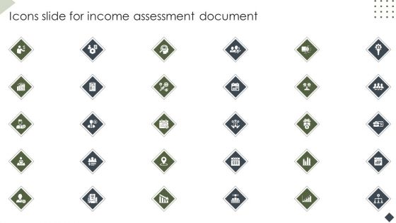 Icons Slide For Income Assessment Document Professional PDF