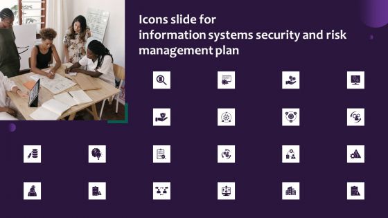 Icons Slide For Information Systems Security And Risk Management Plan Download PDF