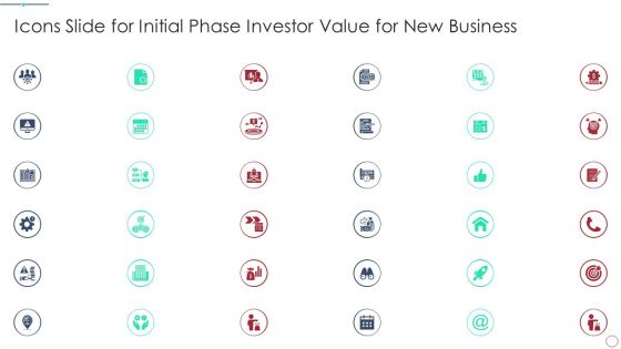 Icons Slide For Initial Phase Investor Value For New Business Infographics PDF