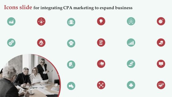 Icons Slide For Integrating CPA Marketing To Expand Business Sample PDF