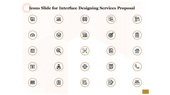 Icons Slide For Interface Designing Services Proposal Topics