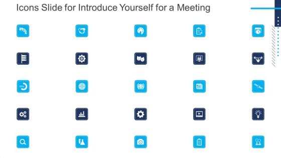 Icons Slide For Introduce Yourself For A Meeting Mockup PDF