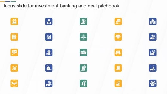 Icons Slide For Investment Banking And Deal Pitchbook Infographics PDF