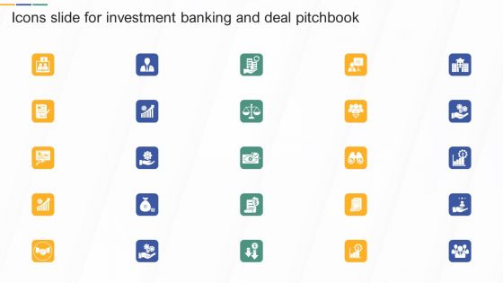 Icons Slide For Investment Banking And Deal Pitchbook Infographics PDF