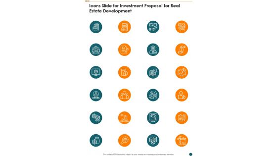 Icons Slide For Investment Proposal For Real Estate Development One Pager Sample Example Document