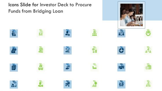 Icons Slide For Investor Deck To Procure Funds From Bridging Loan Ppt Layouts Slide PDF