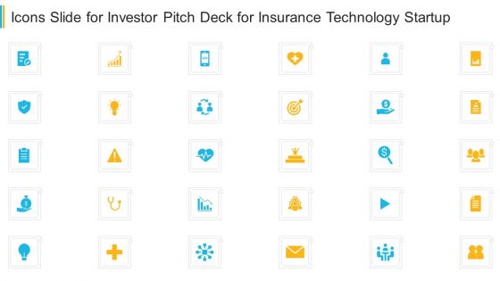 Icons Slide For Investor Pitch Deck For Insurance Technology Startup Template PDF