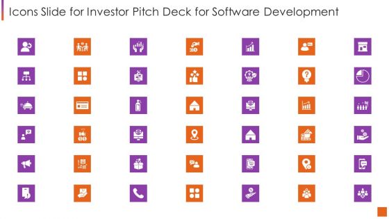 Icons Slide For Investor Pitch Deck For Software Development Demonstration PDF