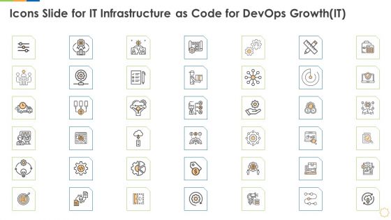 Icons Slide For It Infrastructure As Code For Devops Growth IT Infographics PDF