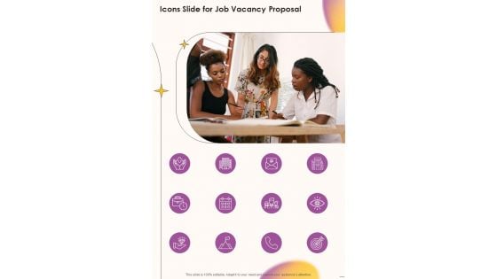 Icons Slide For Job Vacancy Proposal One Pager Sample Example Document Icons Slide For Job Vacancy Proposal One Pager Sample Example Document
