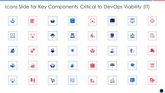 Icons Slide For Key Components Critical To Devops Viability IT Graphics PDF