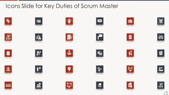 Icons Slide For Key Duties Of Scrum Master Template PDF