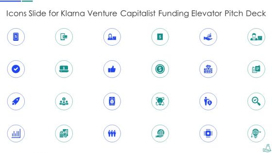 Icons Slide For Klarna Venture Capitalist Funding Elevator Pitch Deck Pictures PDF