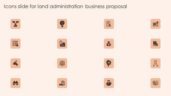 Icons Slide For Land Administration Business Proposal Clipart PDF