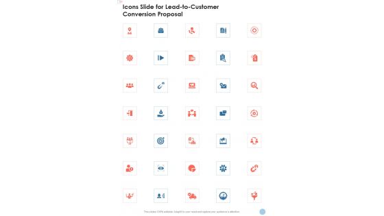 Icons Slide For Lead To Customer Conversion Proposal One Pager Sample Example Document
