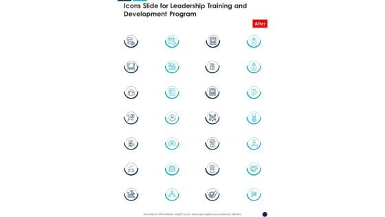 Icons Slide For Leadership Training And Development Program One Pager Sample Example Document Icons Slide For Leadership Training And Development Program One Pager Sample Example Document