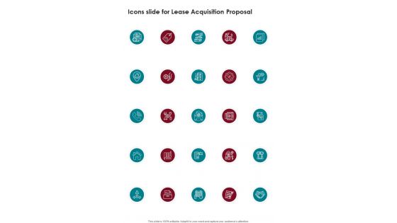 Icons Slide For Lease Acquisition Proposal One Pager Sample Example Document Icons Slide For Lease Acquisition Proposal One Pager Sample Example Document