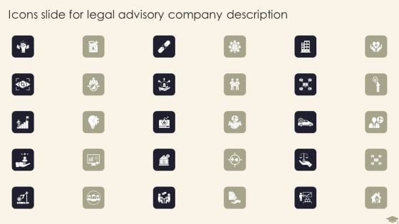 Icons Slide For Legal Advisory Company Description Themes PDF