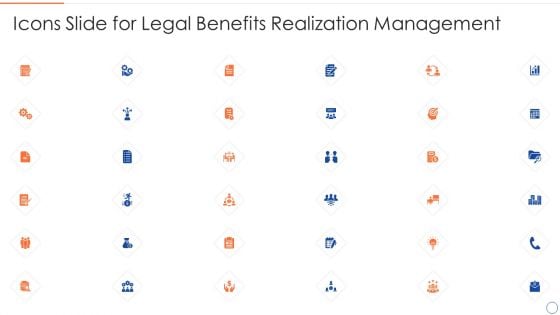 Icons Slide For Legal Benefits Realization Management Pictures PDF