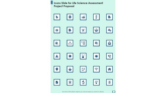 Icons Slide For Life Science Assessment Project Proposal One Pager Sample Example Document Icons Slide For Life Science Assessment Project Proposal One Pager Sample Example Document