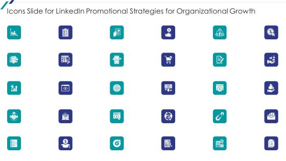 Icons Slide For Linkedin Promotional Strategies For Organizational Growth Clipart PDF