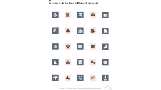 Icons Slide For Loan Settlement Proposal One Pager Sample Example Document Icons Slide For Loan Settlement Proposal One Pager Sample Example Document