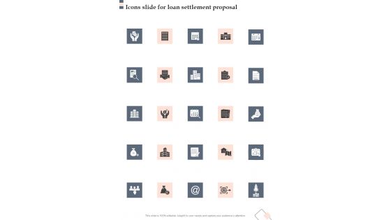 Icons Slide For Loan Settlement Proposal One Pager Sample Example Document