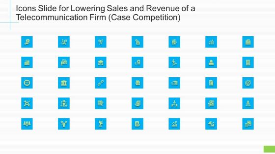 Icons Slide For Lowering Sales And Revenue Of A Telecommunication Firm Case Competition Ppt Professional Slides PDF