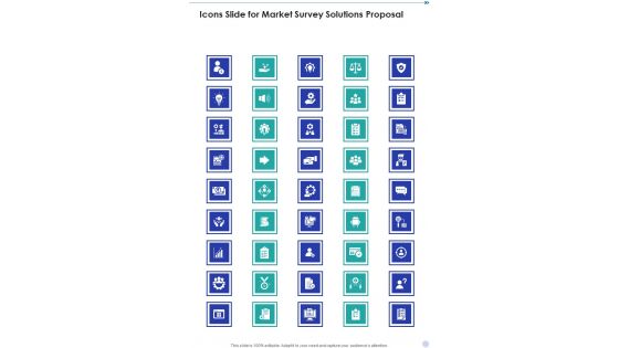 Icons Slide For Market Survey Solutions Proposal One Pager Sample Example Document Icons Slide For Market Survey Solutions Proposal One Pager Sample Example Document