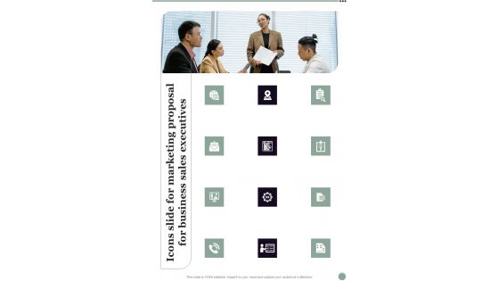 Icons Slide For Marketing Proposal For Business Sales Executives One Pager Sample Example Document