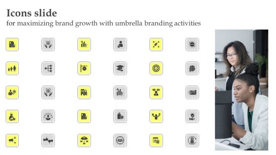 Icons Slide For Maximizing Brand Growth With Umbrella Branding Activities Ideas PDF