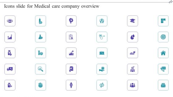 Icons Slide For Medical Care Company Overview Background PDF