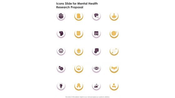 Icons Slide For Mental Health Research Proposal One Pager Sample Example Document