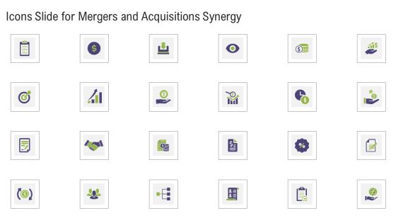 Icons Slide For Mergers And Acquisitions Synergy Mergers And Acquisitions Synergy Ppt Portfolio Information PDF